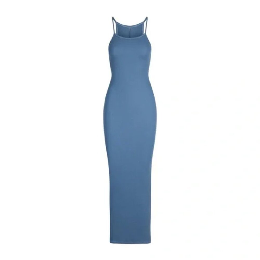 Cotton Rib Long Tank Dress - Harbor - Skims